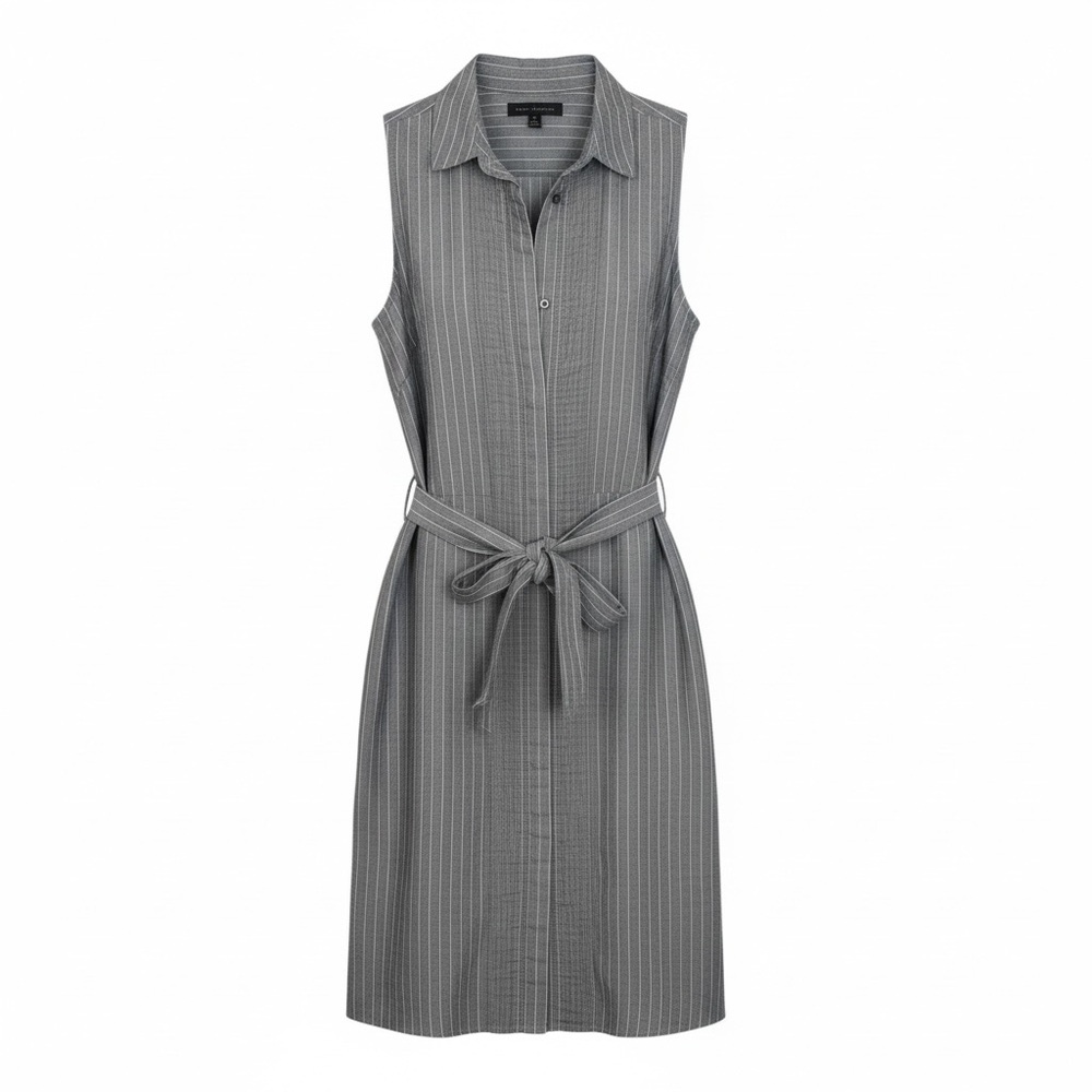 Banana Republic Sleeveless Gray Striped Dress